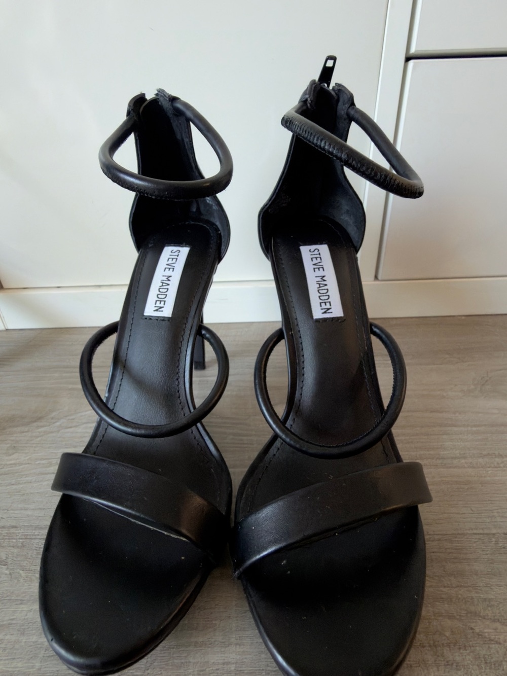 Steve Madden Black Ring-Strap High Heel Sandals